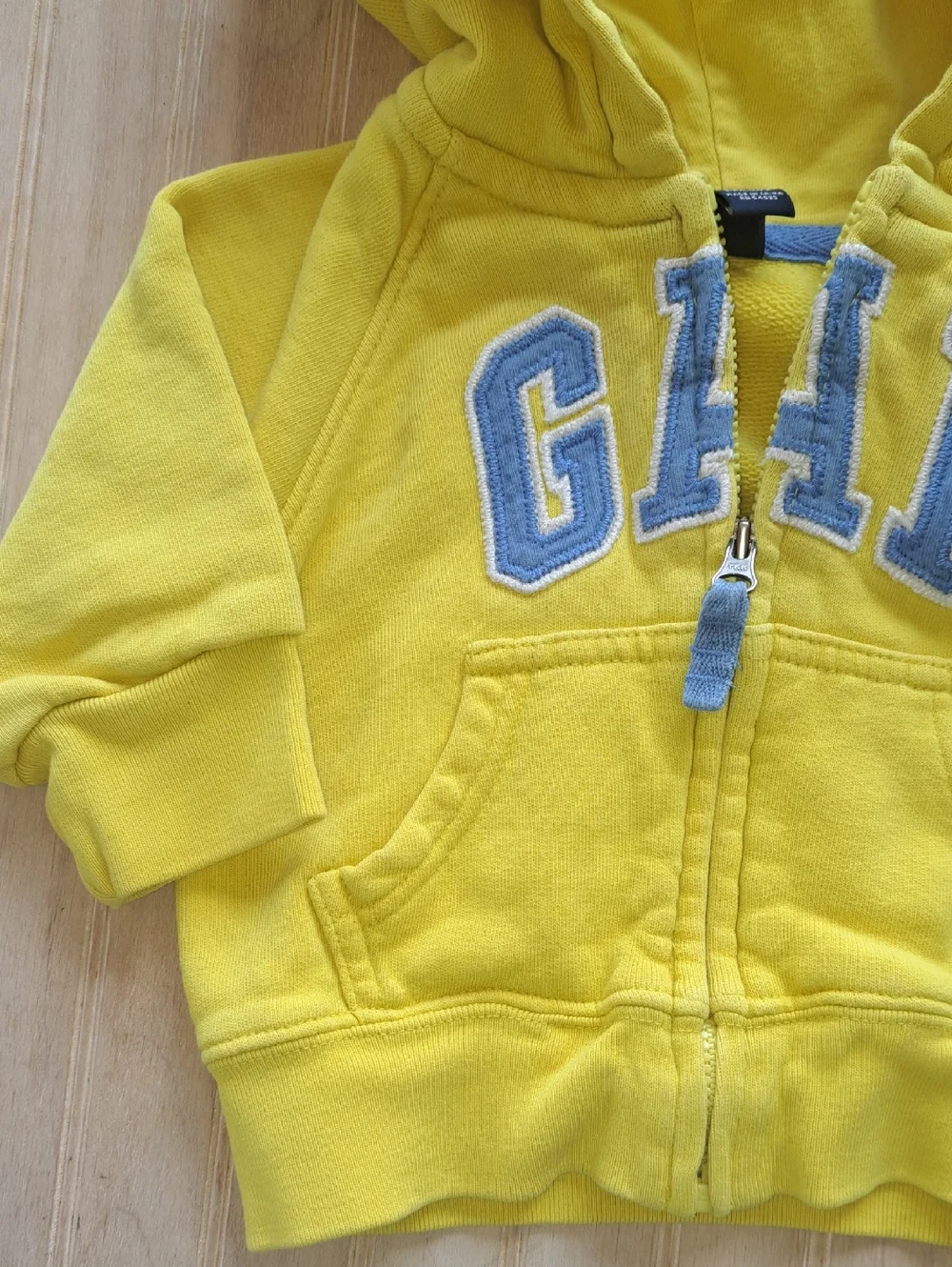 Baby GAP Logo Zip Hoodie Yellow 3-6 Months 100% Cotton Causal Comfy